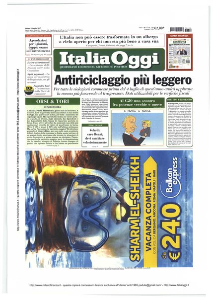 Italia oggi : quotidiano di economia finanza e politica